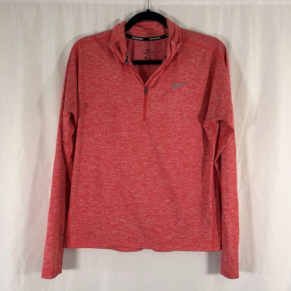 Nike Running Sweater Women's Medium Heathered Red 1/4 Zip Turtleneck Pullover - Picture 1 of 9